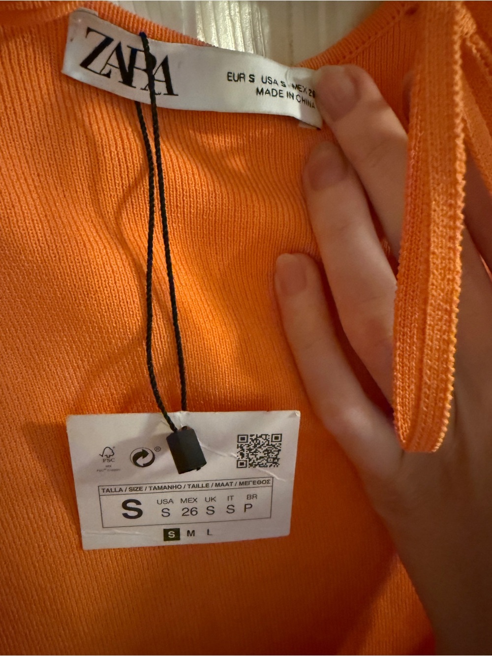Zara Orange Long-Sleeve One-Piece Bodysuit with Tie Back - Picture 3 of 4
